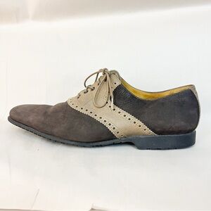 Hermes Two-Tone Suede Wingtip Derby - Dark Brown and Beige